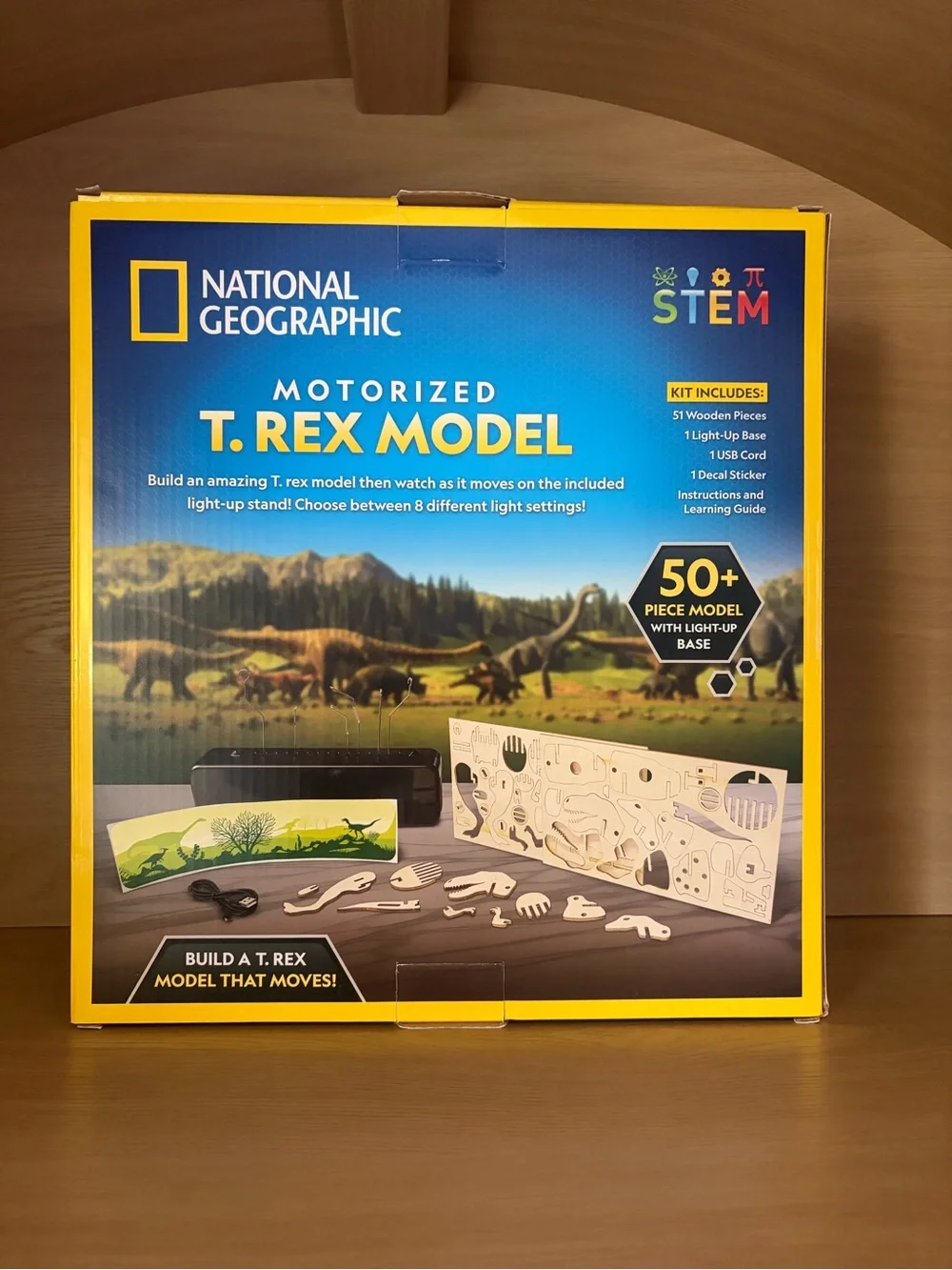 ✨$25✨NEW National Geographic Motorized T. Rex 3D Wood Puzzle with Light-up Base